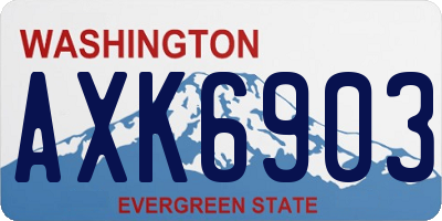 WA license plate AXK6903