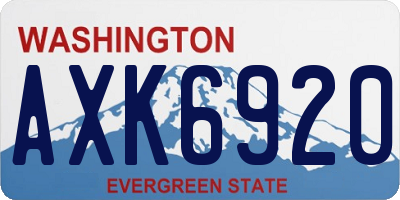 WA license plate AXK6920