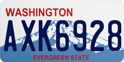 WA license plate AXK6928