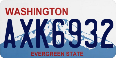 WA license plate AXK6932