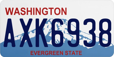 WA license plate AXK6938