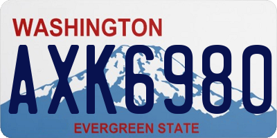 WA license plate AXK6980
