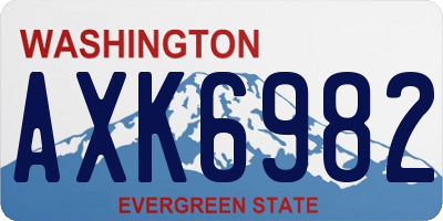 WA license plate AXK6982