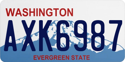 WA license plate AXK6987