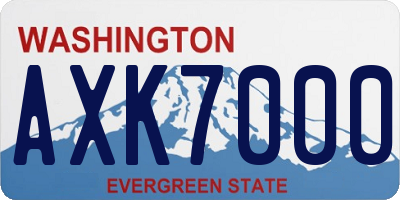 WA license plate AXK7000