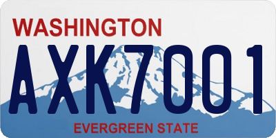 WA license plate AXK7001
