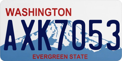 WA license plate AXK7053