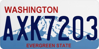WA license plate AXK7203