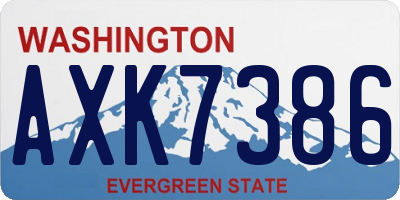WA license plate AXK7386