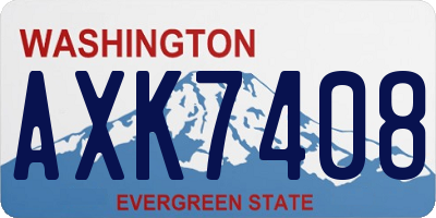 WA license plate AXK7408
