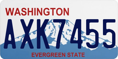 WA license plate AXK7455