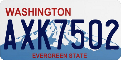 WA license plate AXK7502