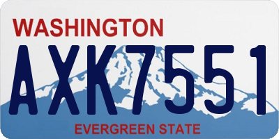 WA license plate AXK7551