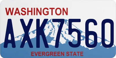 WA license plate AXK7560