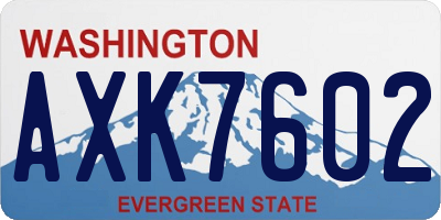 WA license plate AXK7602
