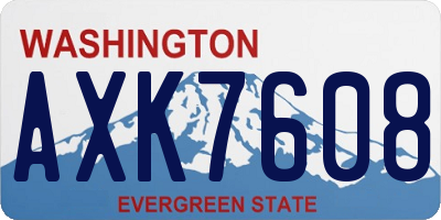 WA license plate AXK7608