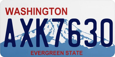WA license plate AXK7630