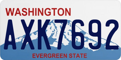WA license plate AXK7692