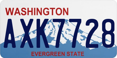 WA license plate AXK7728
