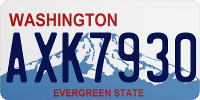 WA license plate AXK7930