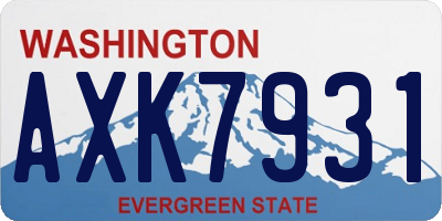 WA license plate AXK7931