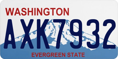 WA license plate AXK7932