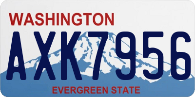 WA license plate AXK7956