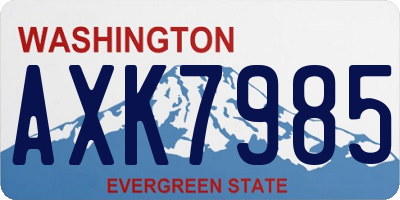 WA license plate AXK7985