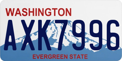 WA license plate AXK7996