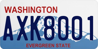 WA license plate AXK8001