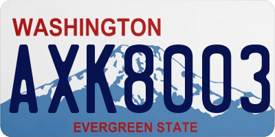 WA license plate AXK8003