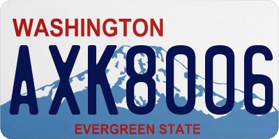 WA license plate AXK8006