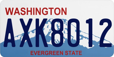 WA license plate AXK8012