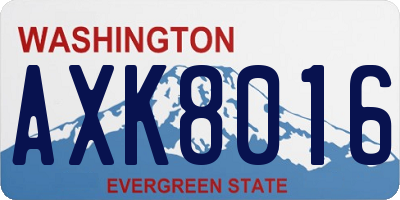 WA license plate AXK8016