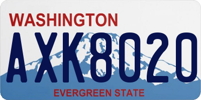 WA license plate AXK8020