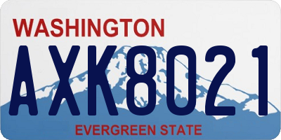 WA license plate AXK8021