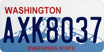WA license plate AXK8037