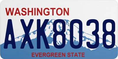 WA license plate AXK8038