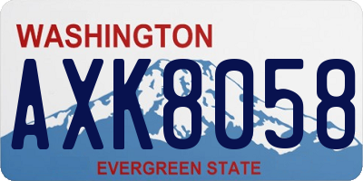 WA license plate AXK8058
