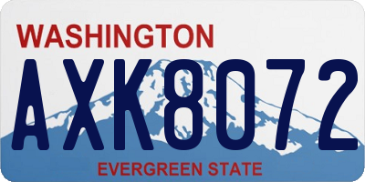 WA license plate AXK8072