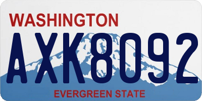 WA license plate AXK8092