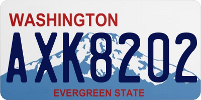 WA license plate AXK8202