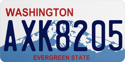 WA license plate AXK8205