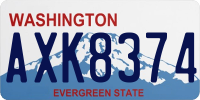 WA license plate AXK8374