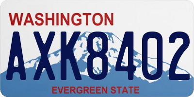 WA license plate AXK8402