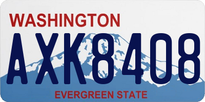 WA license plate AXK8408