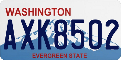 WA license plate AXK8502