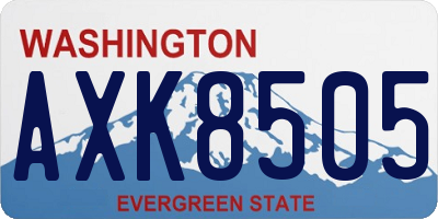WA license plate AXK8505