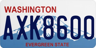 WA license plate AXK8600