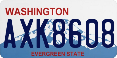 WA license plate AXK8608
